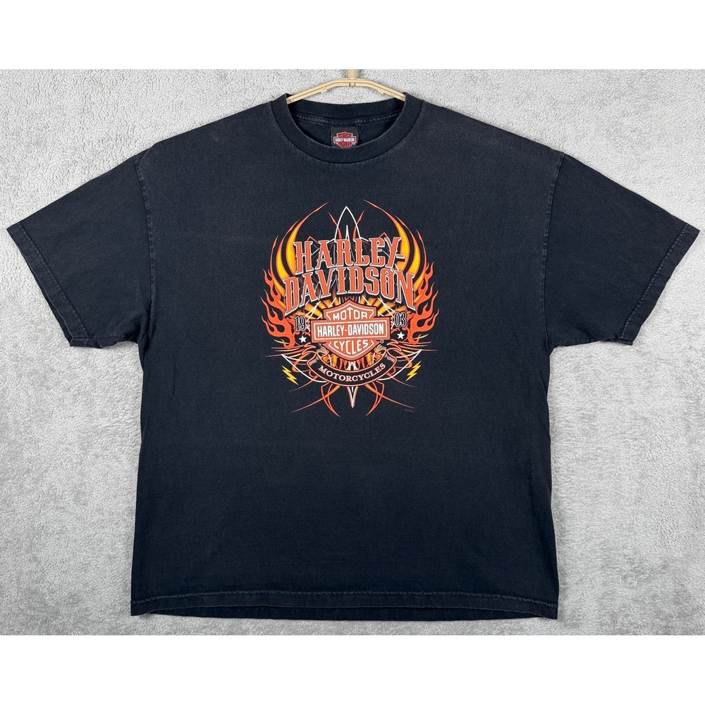 Harley Davidson Shirt Mens XXL Black Badlands Wall SD Tribal Fire Flames Tee 2XL